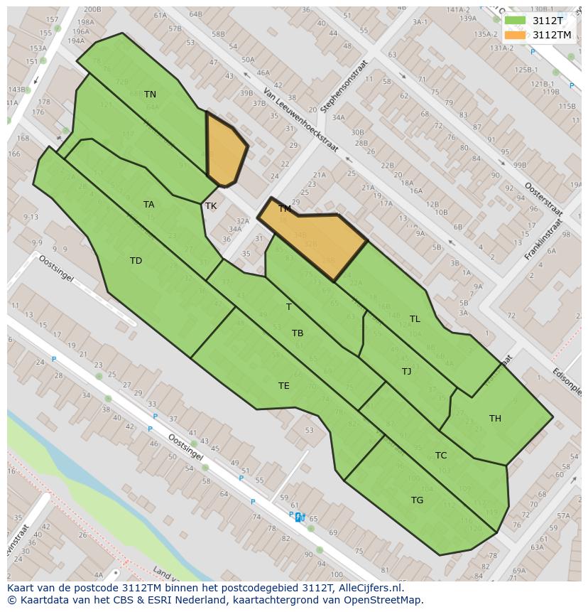 Afbeelding van het postcodegebied 3112 TM op de kaart.