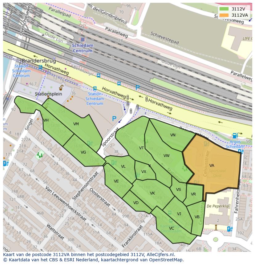 Afbeelding van het postcodegebied 3112 VA op de kaart.