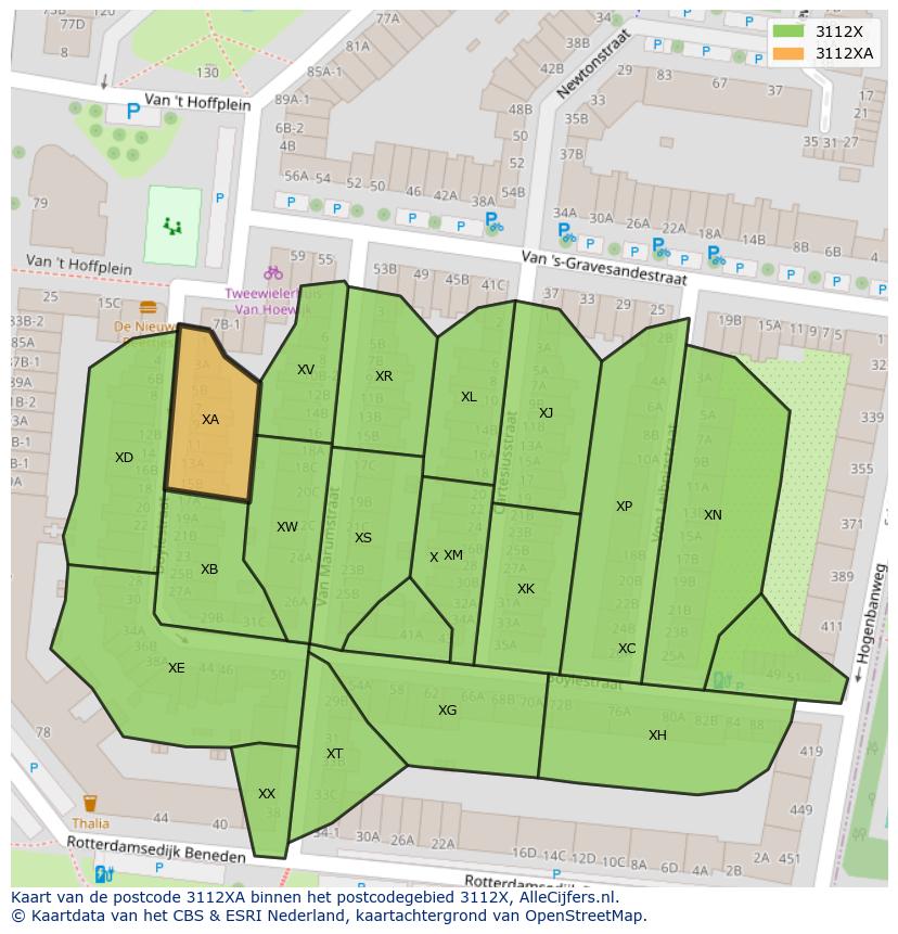 Afbeelding van het postcodegebied 3112 XA op de kaart.