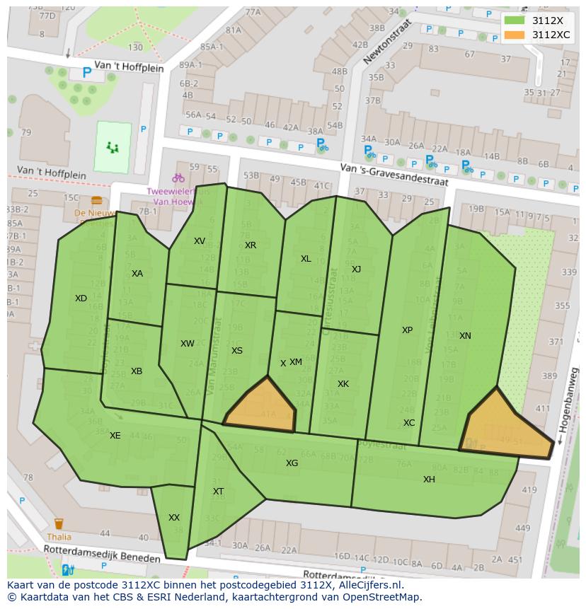 Afbeelding van het postcodegebied 3112 XC op de kaart.