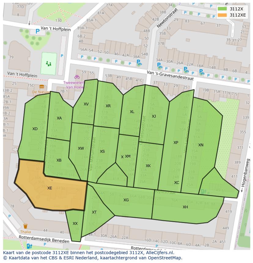 Afbeelding van het postcodegebied 3112 XE op de kaart.