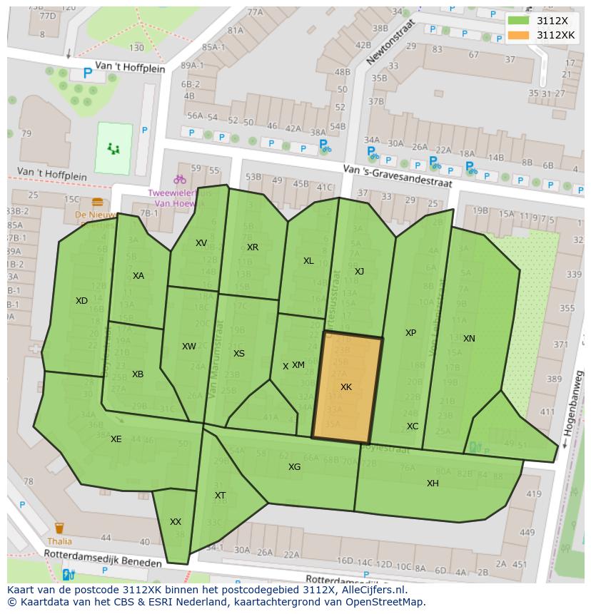 Afbeelding van het postcodegebied 3112 XK op de kaart.