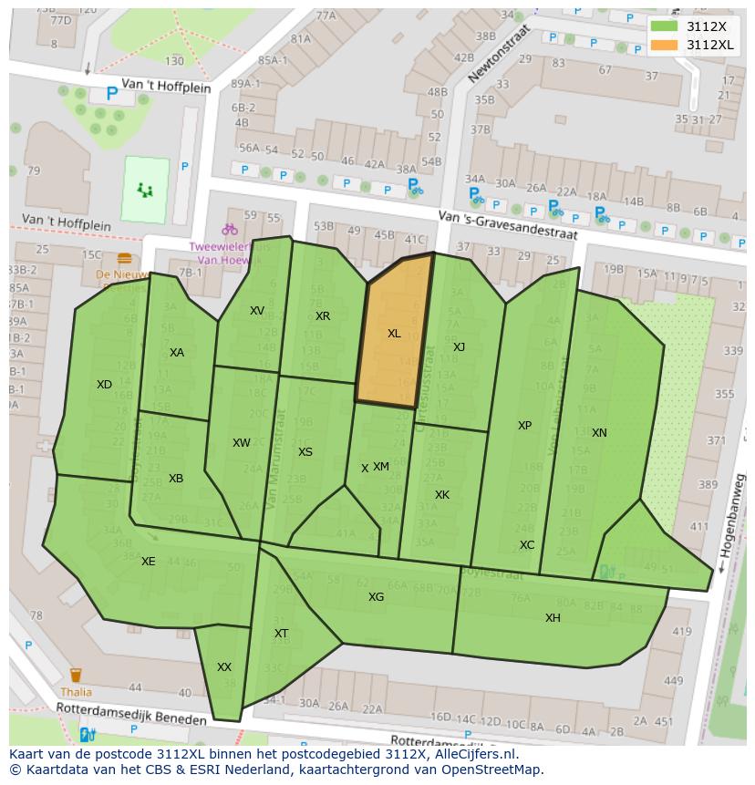 Afbeelding van het postcodegebied 3112 XL op de kaart.