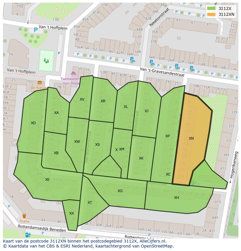 Afbeelding van het postcodegebied 3112 XN op de kaart.