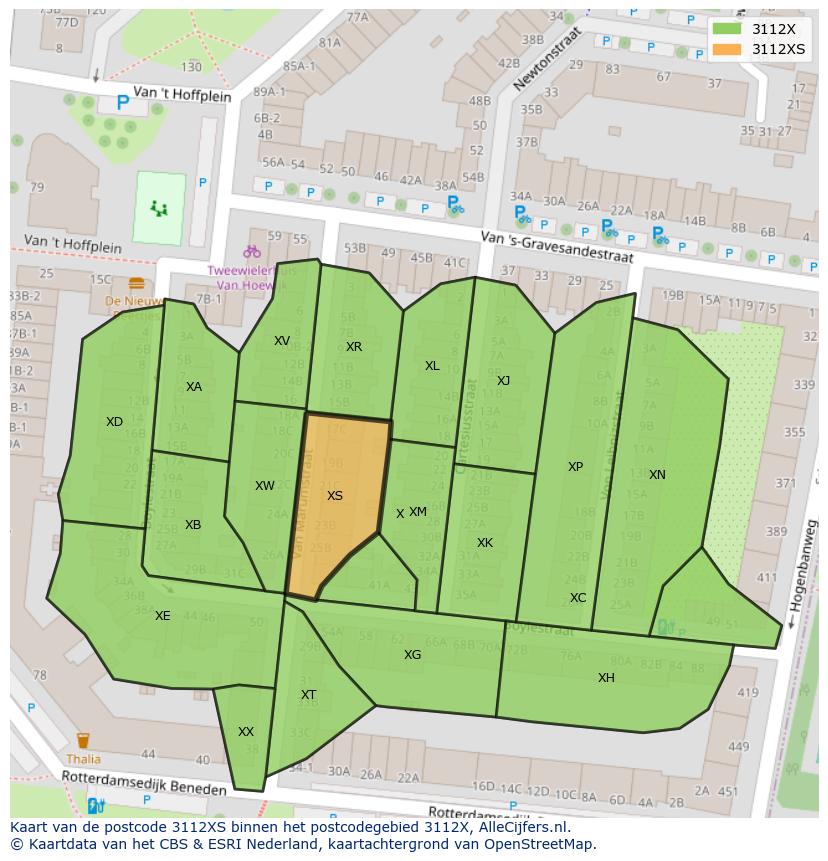 Afbeelding van het postcodegebied 3112 XS op de kaart.