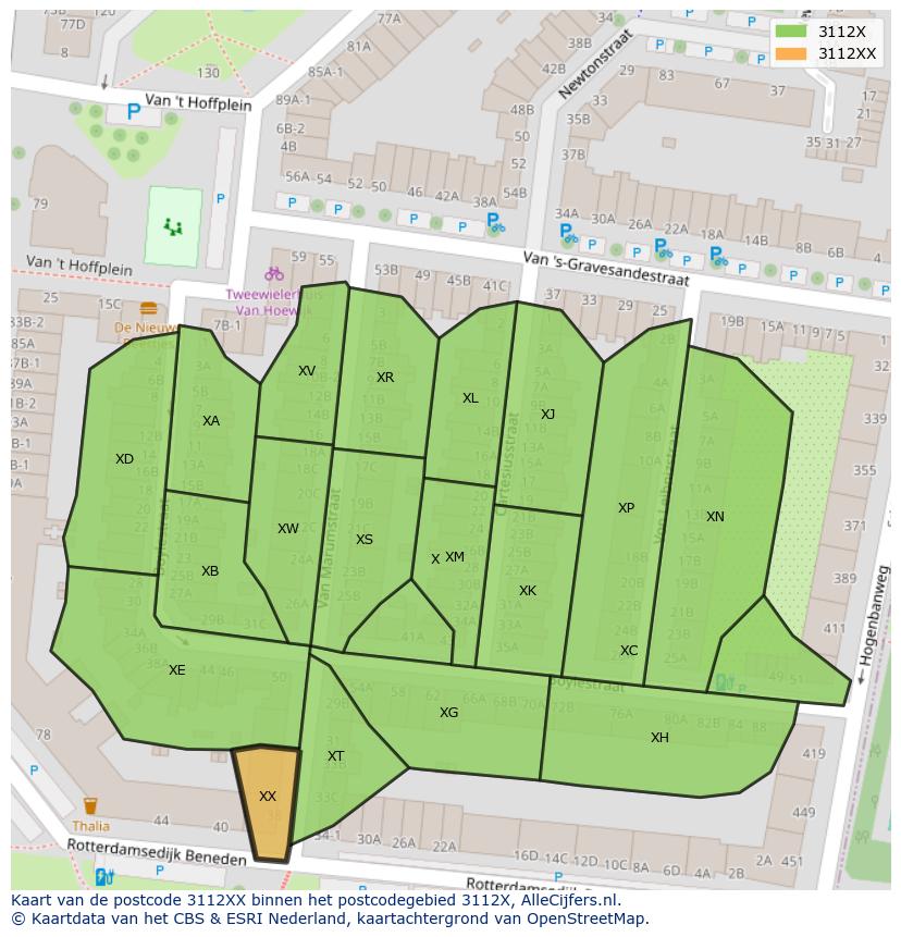 Afbeelding van het postcodegebied 3112 XX op de kaart.