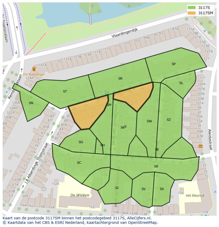 Afbeelding van het postcodegebied 3117 SM op de kaart.