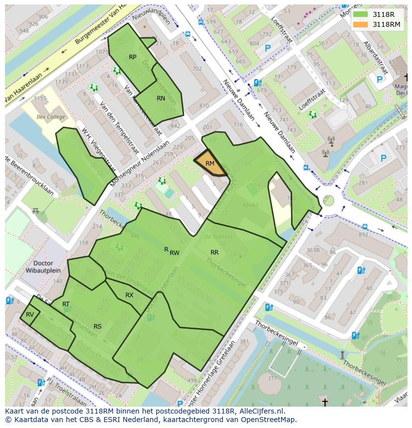Afbeelding van het postcodegebied 3118 RM op de kaart.