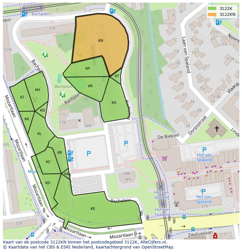Afbeelding van het postcodegebied 3122 KN op de kaart.
