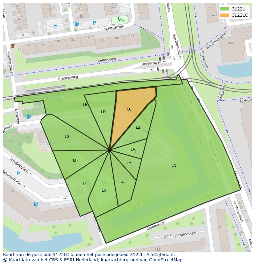 Afbeelding van het postcodegebied 3122 LC op de kaart.