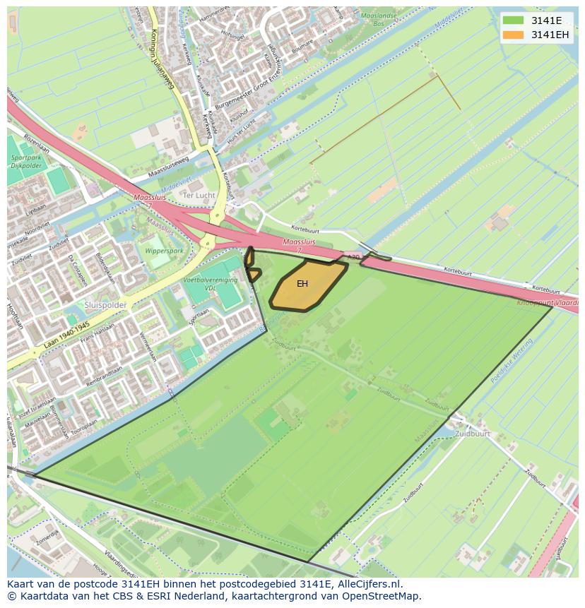 Afbeelding van het postcodegebied 3141 EH op de kaart.