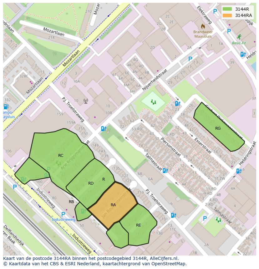 Afbeelding van het postcodegebied 3144 RA op de kaart.