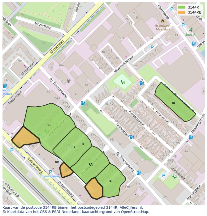 Afbeelding van het postcodegebied 3144 RB op de kaart.