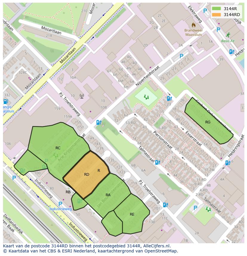 Afbeelding van het postcodegebied 3144 RD op de kaart.