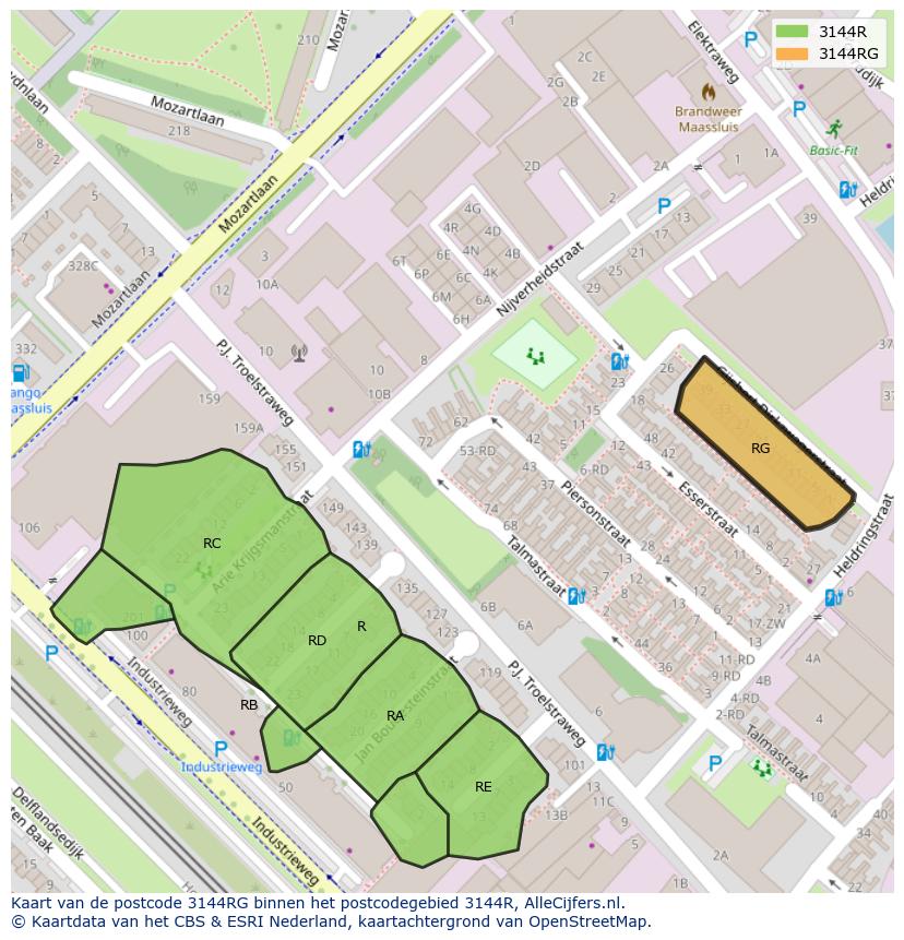 Afbeelding van het postcodegebied 3144 RG op de kaart.