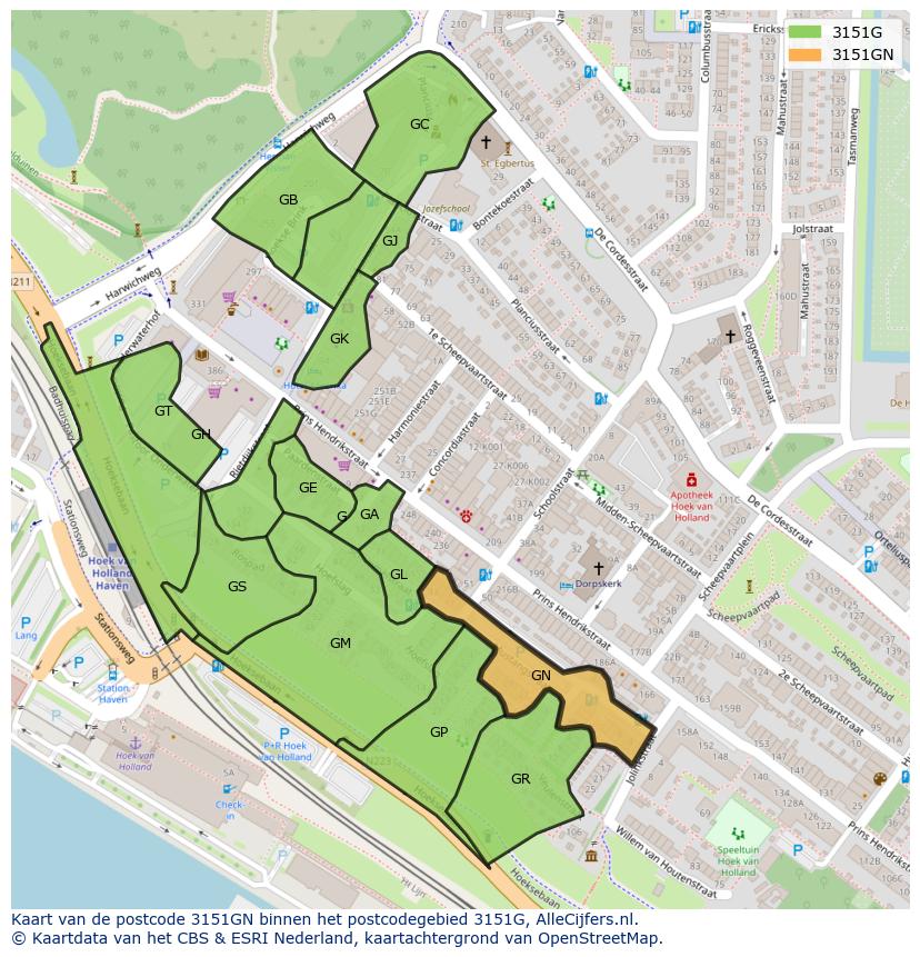 Afbeelding van het postcodegebied 3151 GN op de kaart.