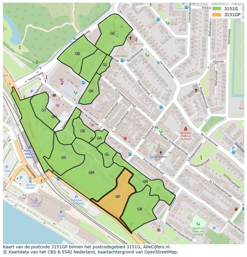Afbeelding van het postcodegebied 3151 GP op de kaart.