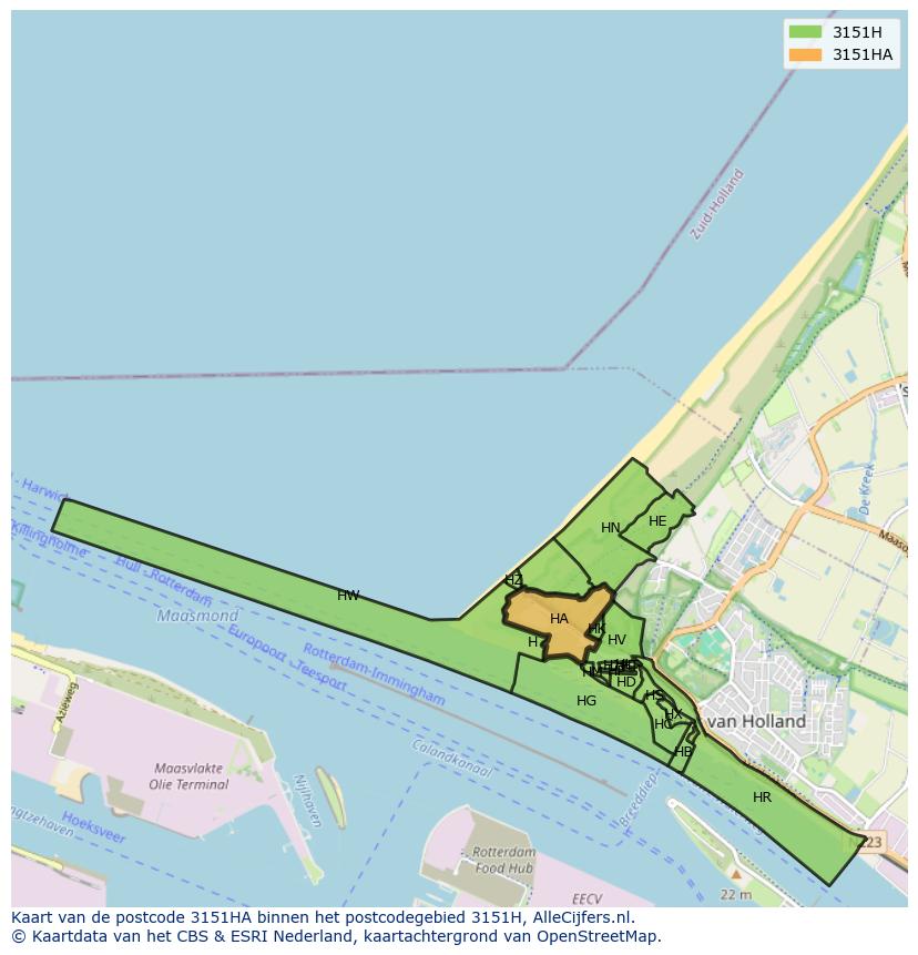 Afbeelding van het postcodegebied 3151 HA op de kaart.