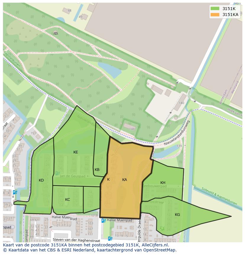 Afbeelding van het postcodegebied 3151 KA op de kaart.