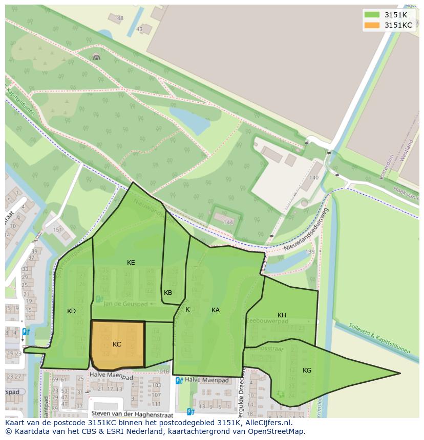 Afbeelding van het postcodegebied 3151 KC op de kaart.