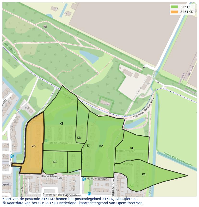 Afbeelding van het postcodegebied 3151 KD op de kaart.