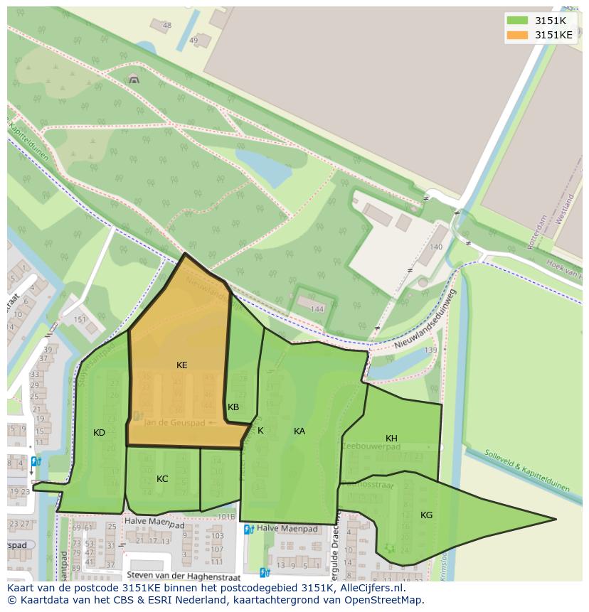 Afbeelding van het postcodegebied 3151 KE op de kaart.
