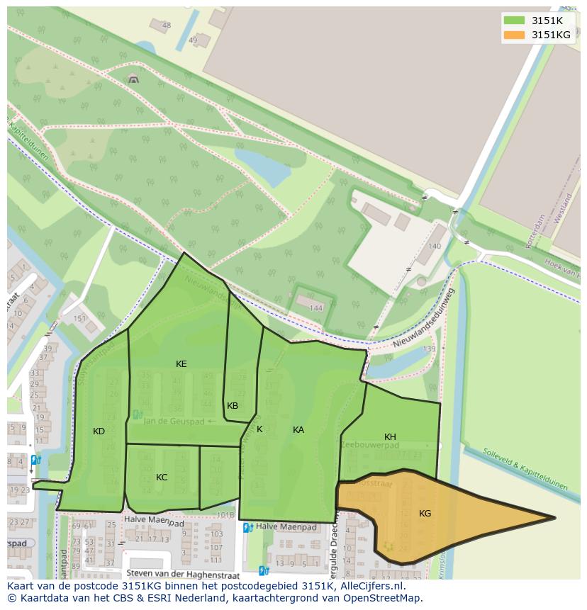 Afbeelding van het postcodegebied 3151 KG op de kaart.