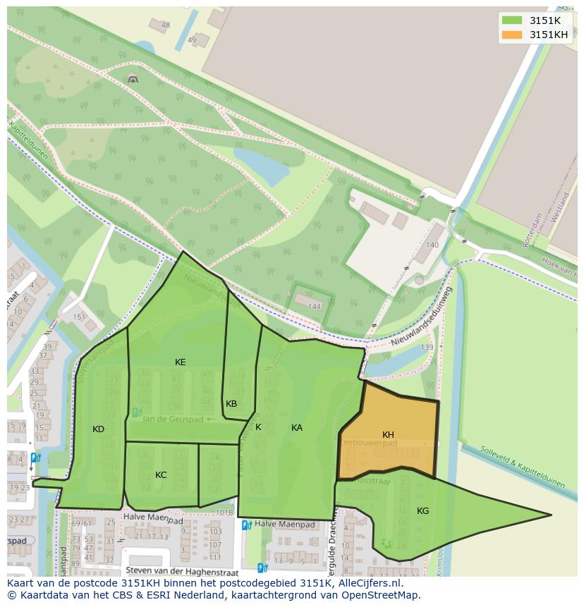 Afbeelding van het postcodegebied 3151 KH op de kaart.