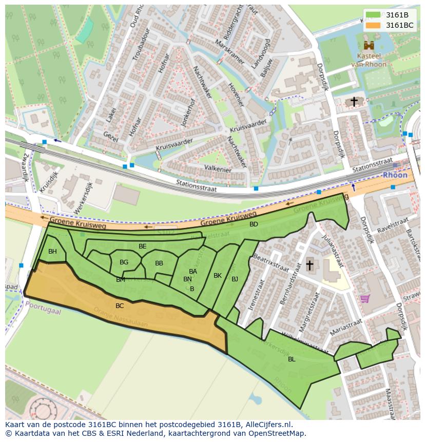 Afbeelding van het postcodegebied 3161 BC op de kaart.