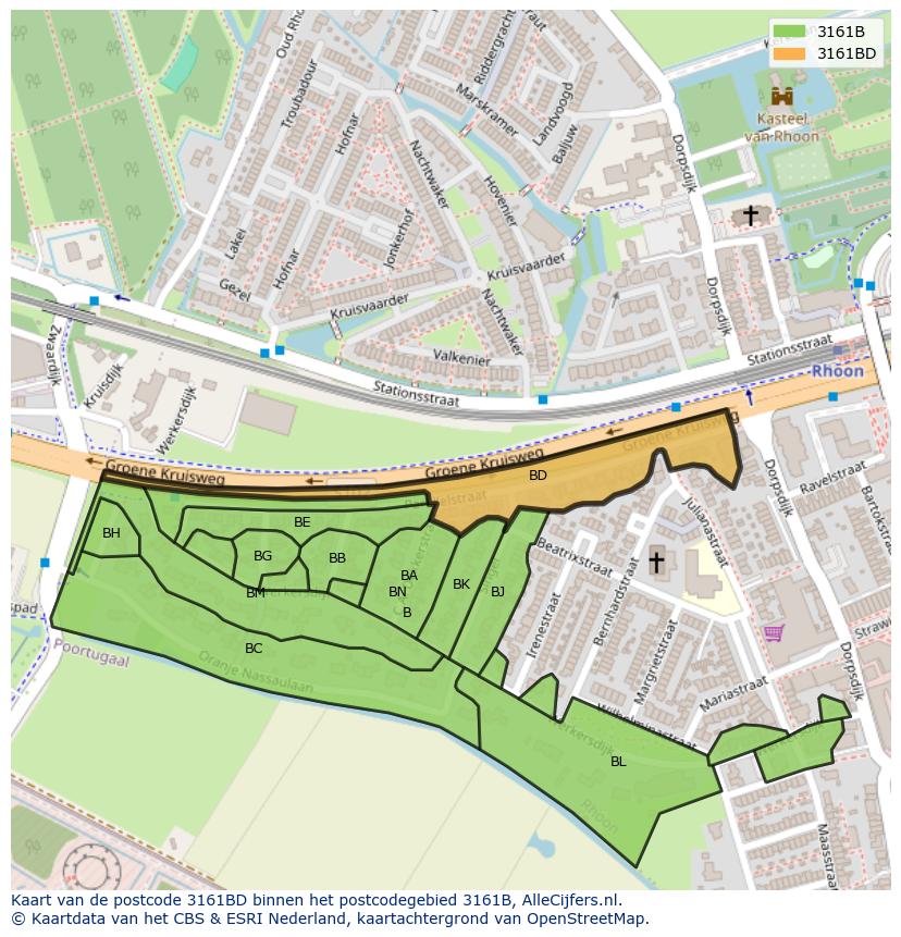 Afbeelding van het postcodegebied 3161 BD op de kaart.