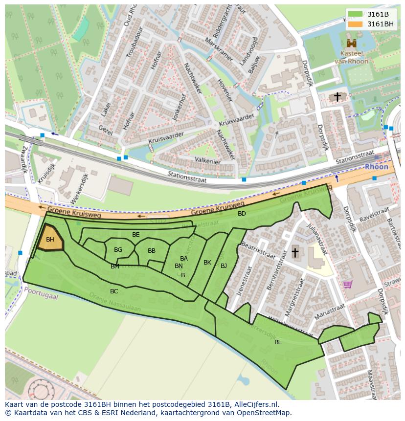 Afbeelding van het postcodegebied 3161 BH op de kaart.