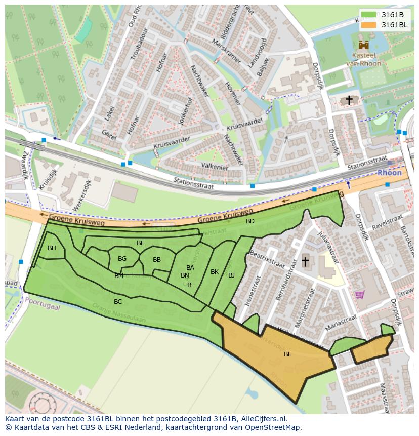 Afbeelding van het postcodegebied 3161 BL op de kaart.