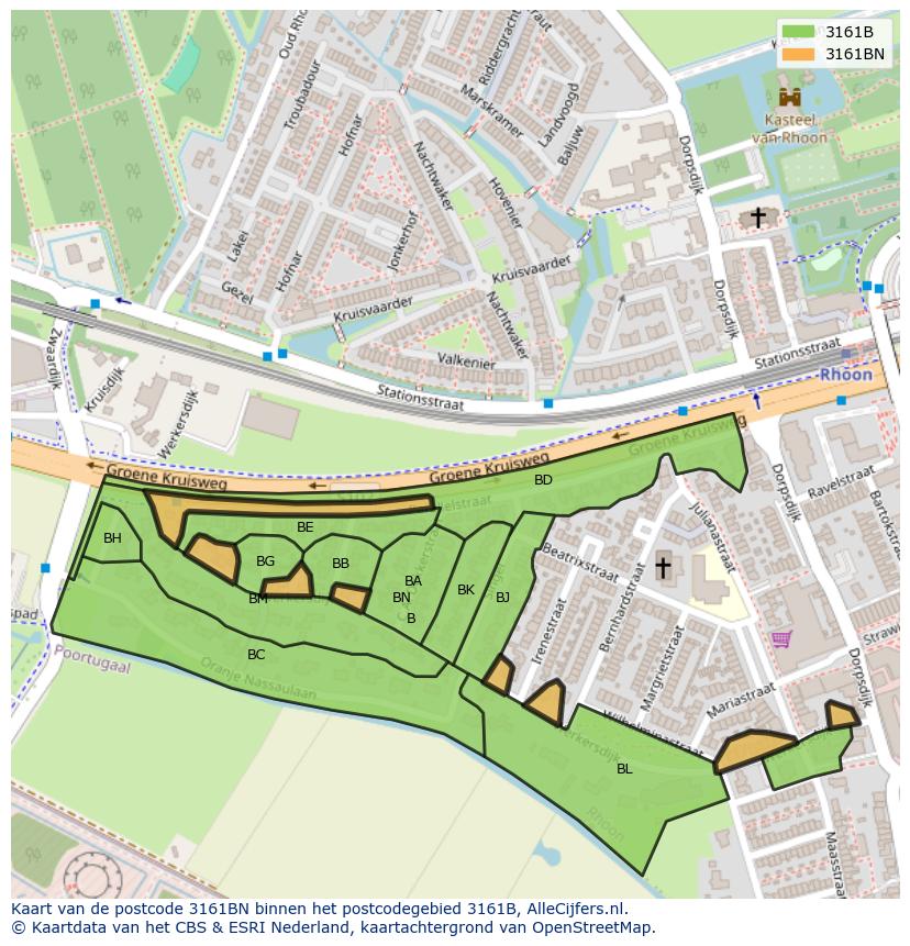 Afbeelding van het postcodegebied 3161 BN op de kaart.