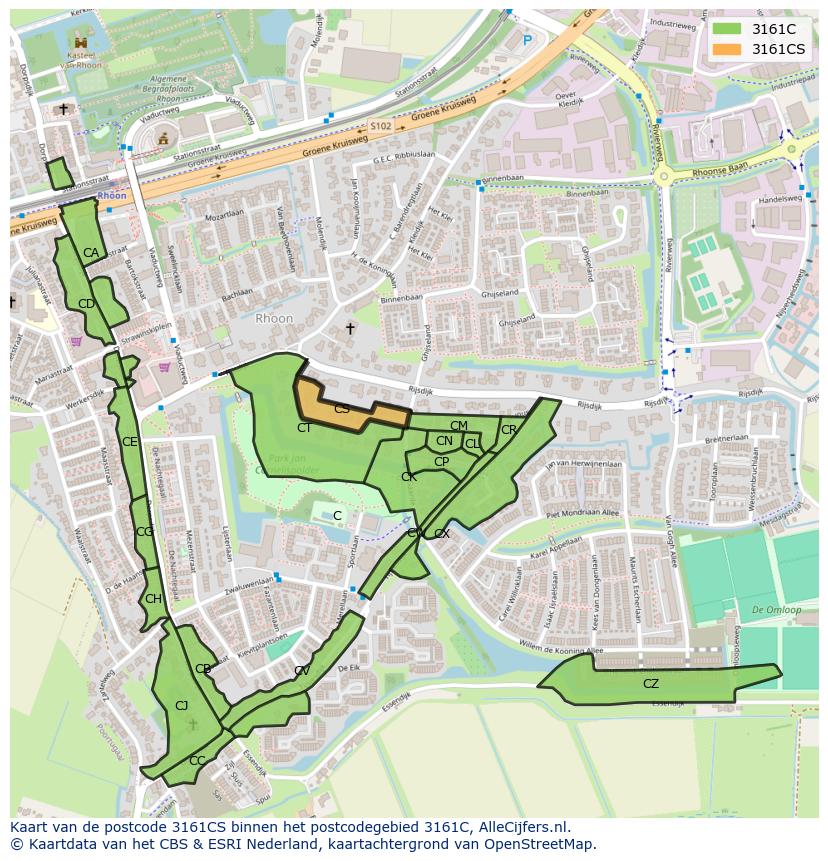 Afbeelding van het postcodegebied 3161 CS op de kaart.