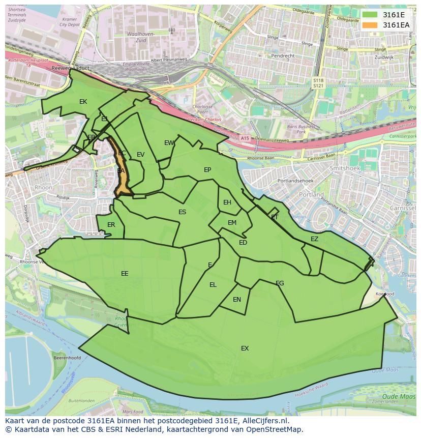 Afbeelding van het postcodegebied 3161 EA op de kaart.