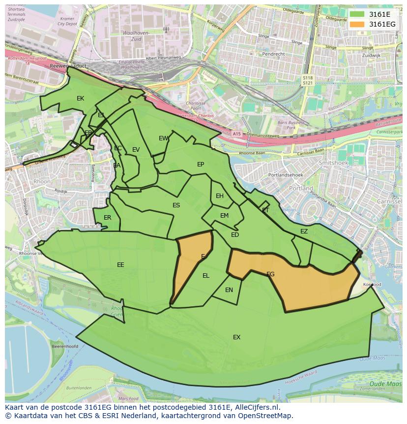 Afbeelding van het postcodegebied 3161 EG op de kaart.