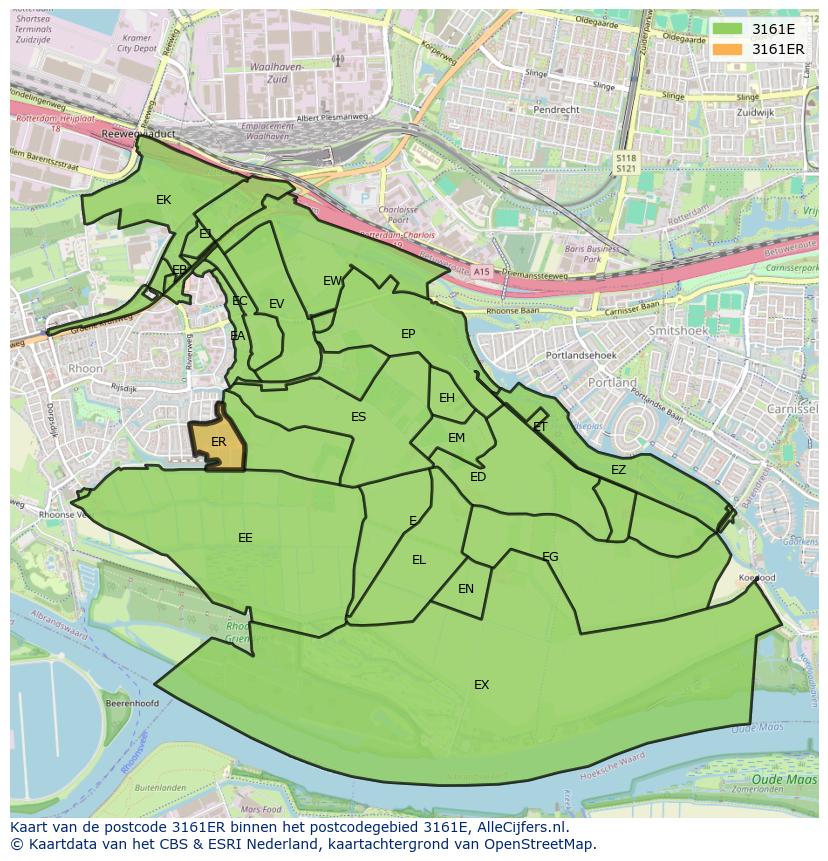 Afbeelding van het postcodegebied 3161 ER op de kaart.