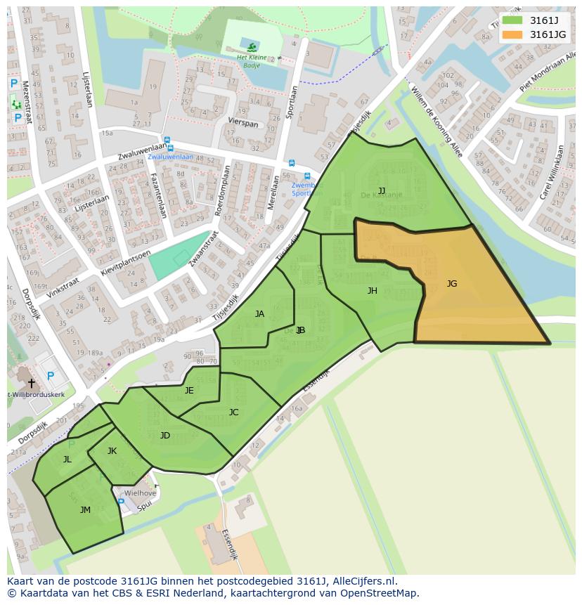 Afbeelding van het postcodegebied 3161 JG op de kaart.