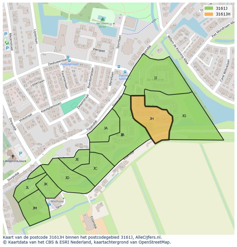 Afbeelding van het postcodegebied 3161 JH op de kaart.
