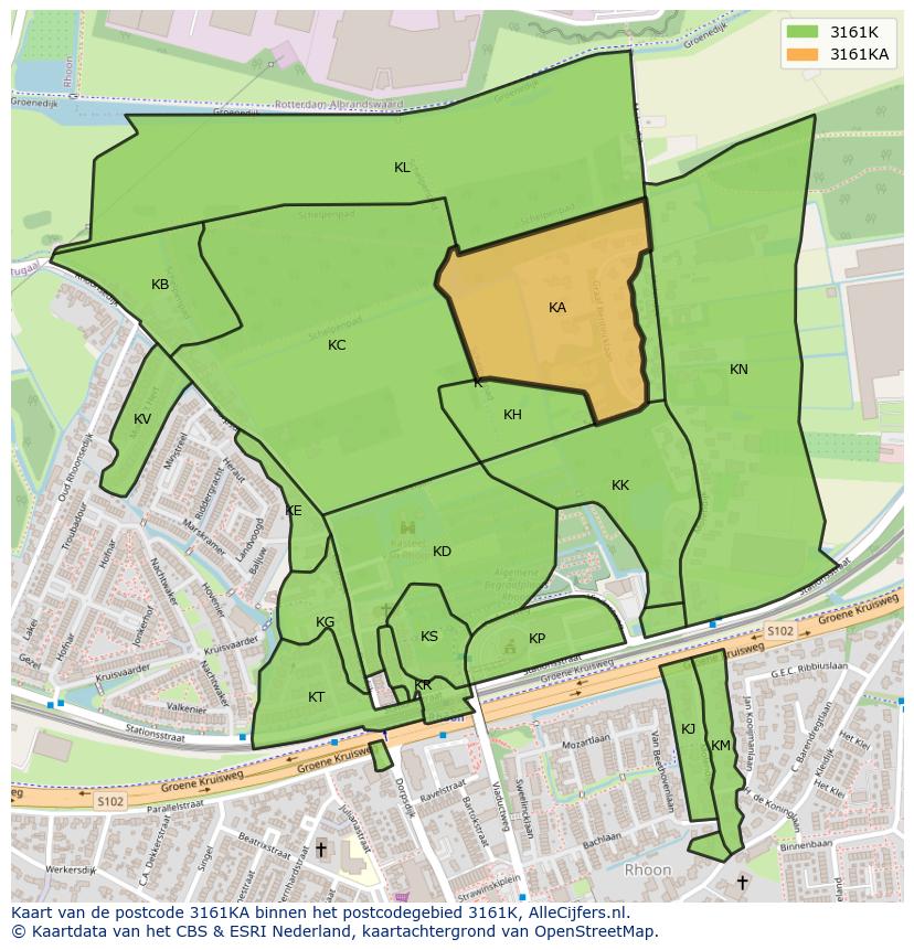 Afbeelding van het postcodegebied 3161 KA op de kaart.