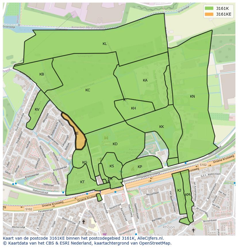 Afbeelding van het postcodegebied 3161 KE op de kaart.