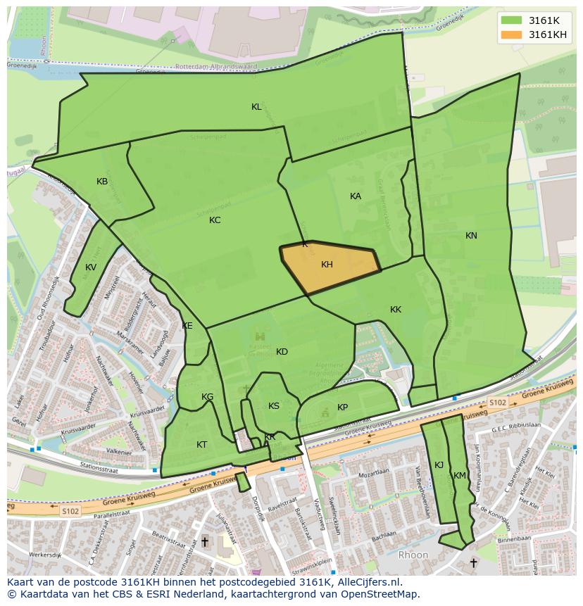 Afbeelding van het postcodegebied 3161 KH op de kaart.