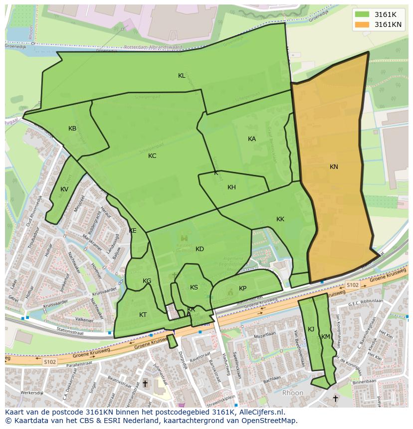 Afbeelding van het postcodegebied 3161 KN op de kaart.
