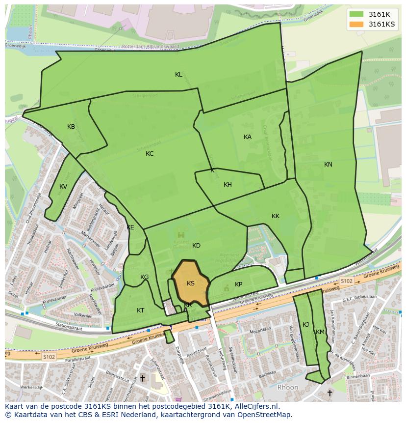 Afbeelding van het postcodegebied 3161 KS op de kaart.