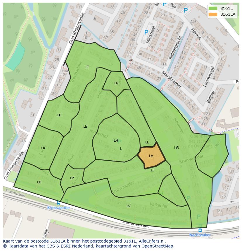 Afbeelding van het postcodegebied 3161 LA op de kaart.