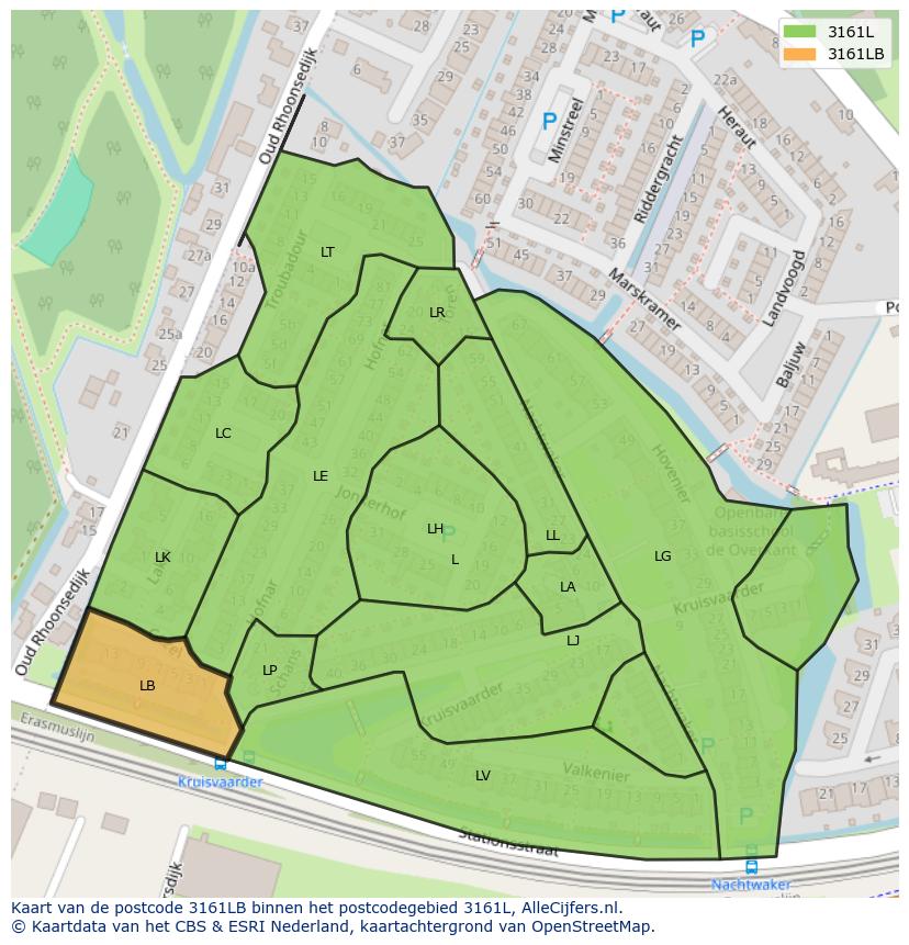 Afbeelding van het postcodegebied 3161 LB op de kaart.