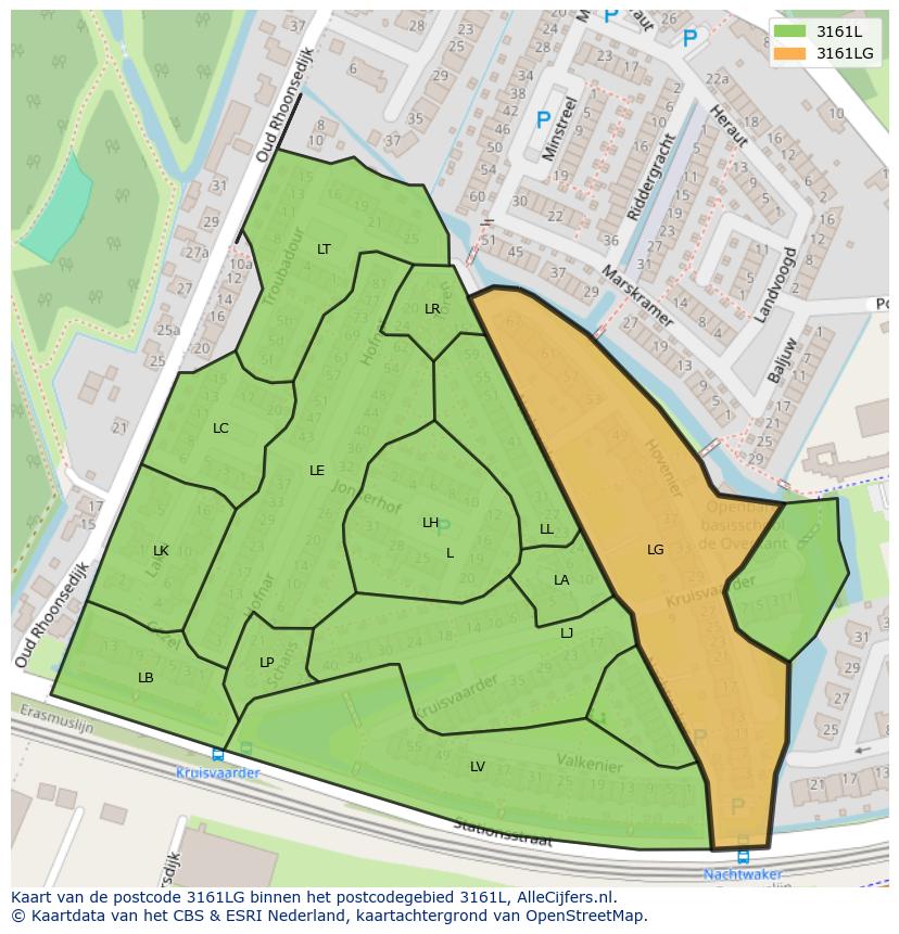 Afbeelding van het postcodegebied 3161 LG op de kaart.