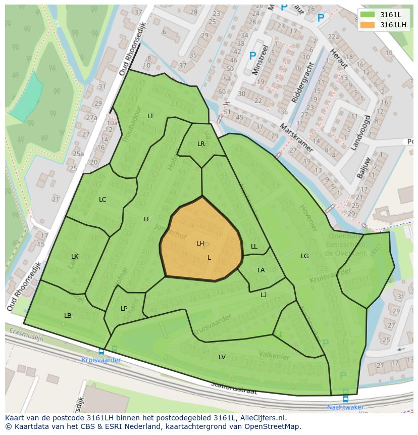 Afbeelding van het postcodegebied 3161 LH op de kaart.