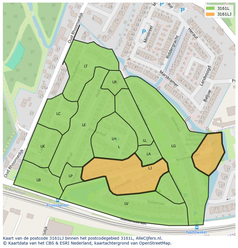 Afbeelding van het postcodegebied 3161 LJ op de kaart.