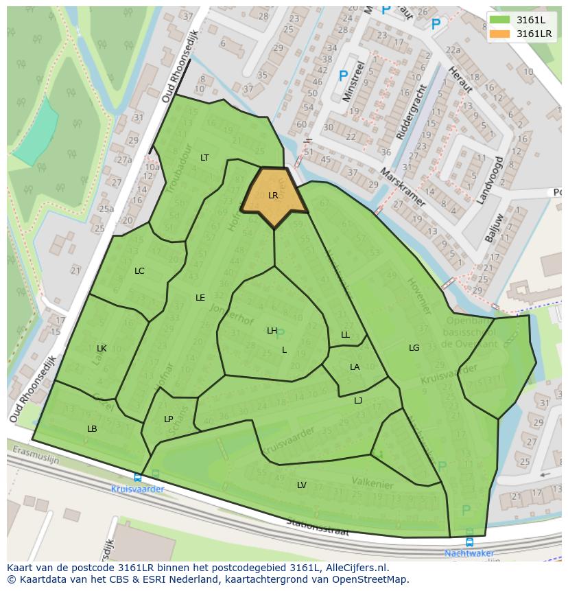 Afbeelding van het postcodegebied 3161 LR op de kaart.